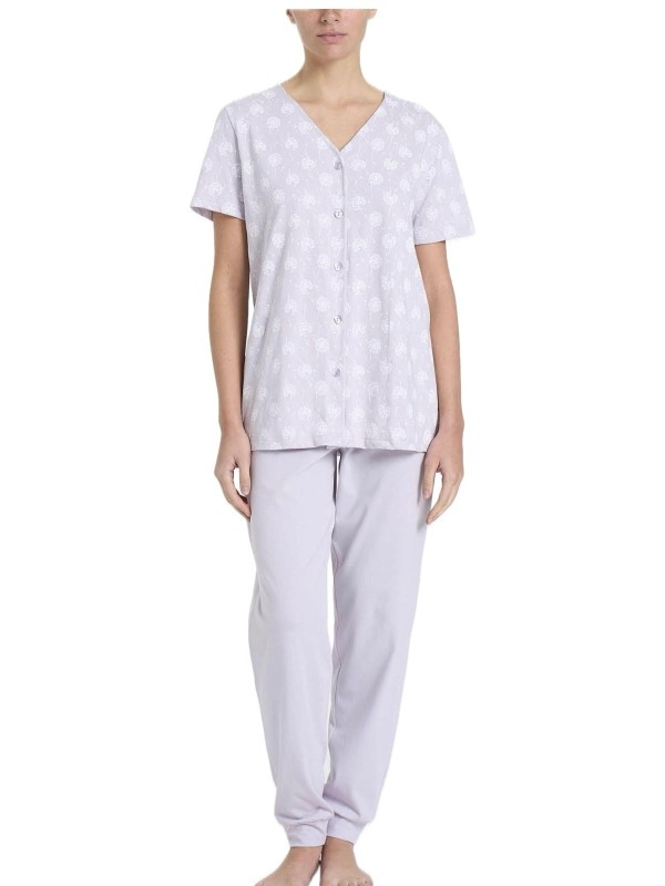 Ragno Pigiama donna in puro cotone aperto davanti manica corta pantalone lungo art. DP46N6B14F